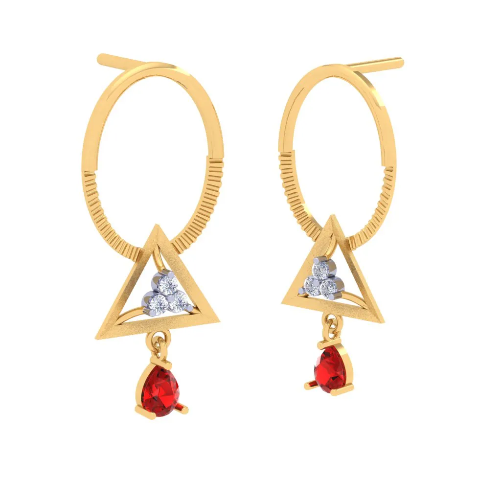 Love Triangle Gold Earrings