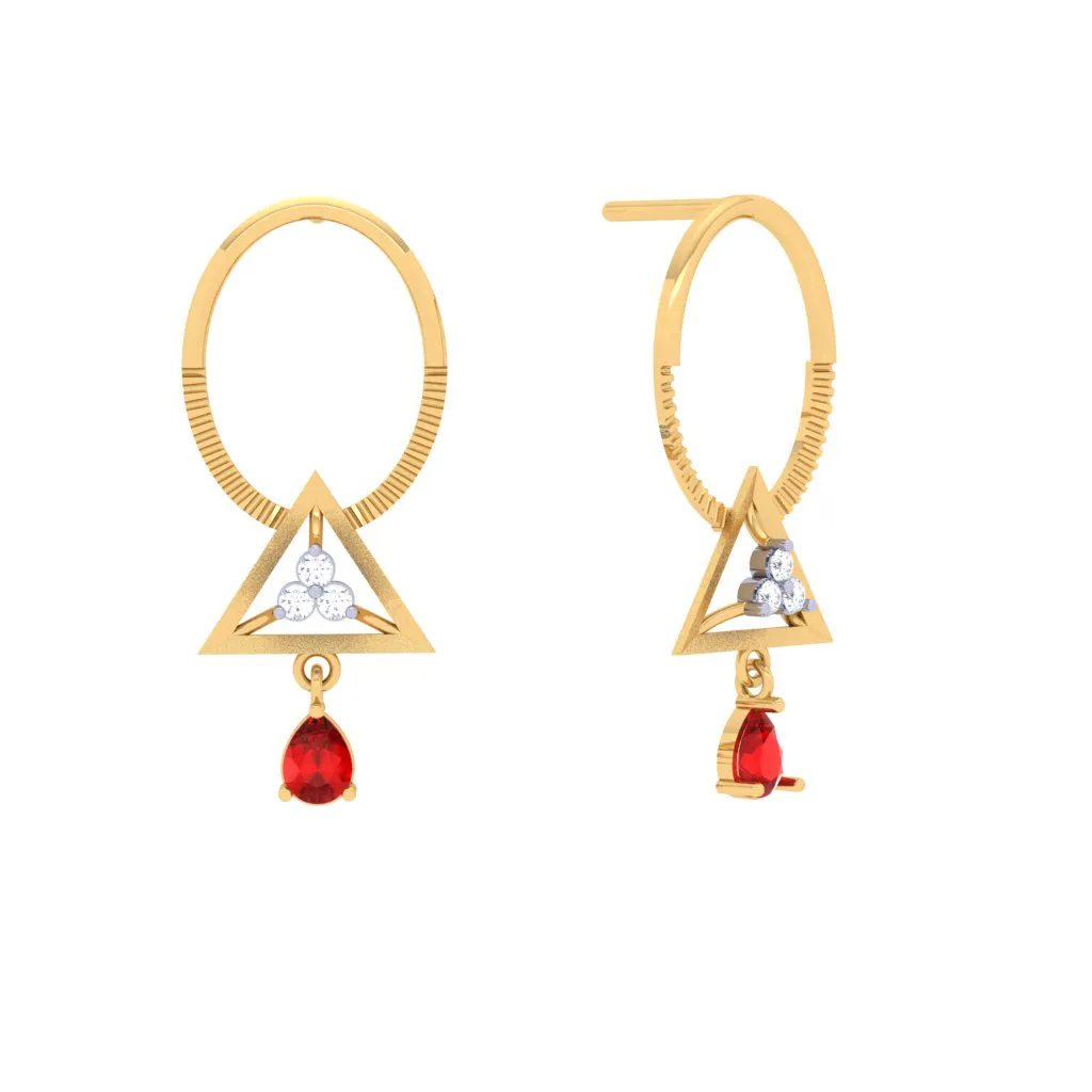 Love Triangle Gold Earrings