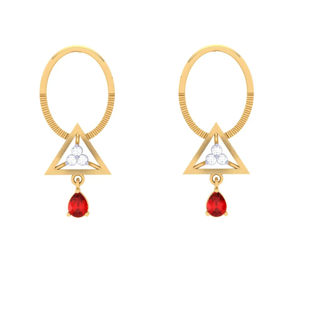 Love Triangle Gold Earrings