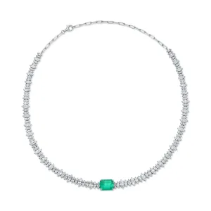 MARQUIS DIAMOND AND COLOMBIAN EMERALD CUT EMERALD CHOKER