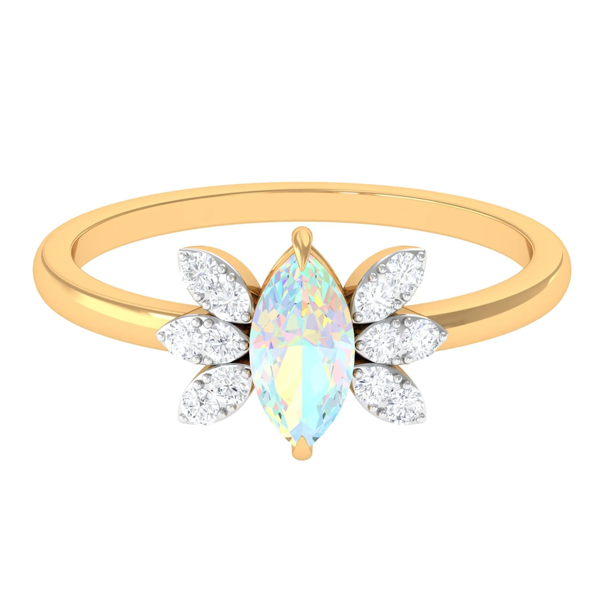 Marquise Ethiopian Opal and Diamond Promise Ring