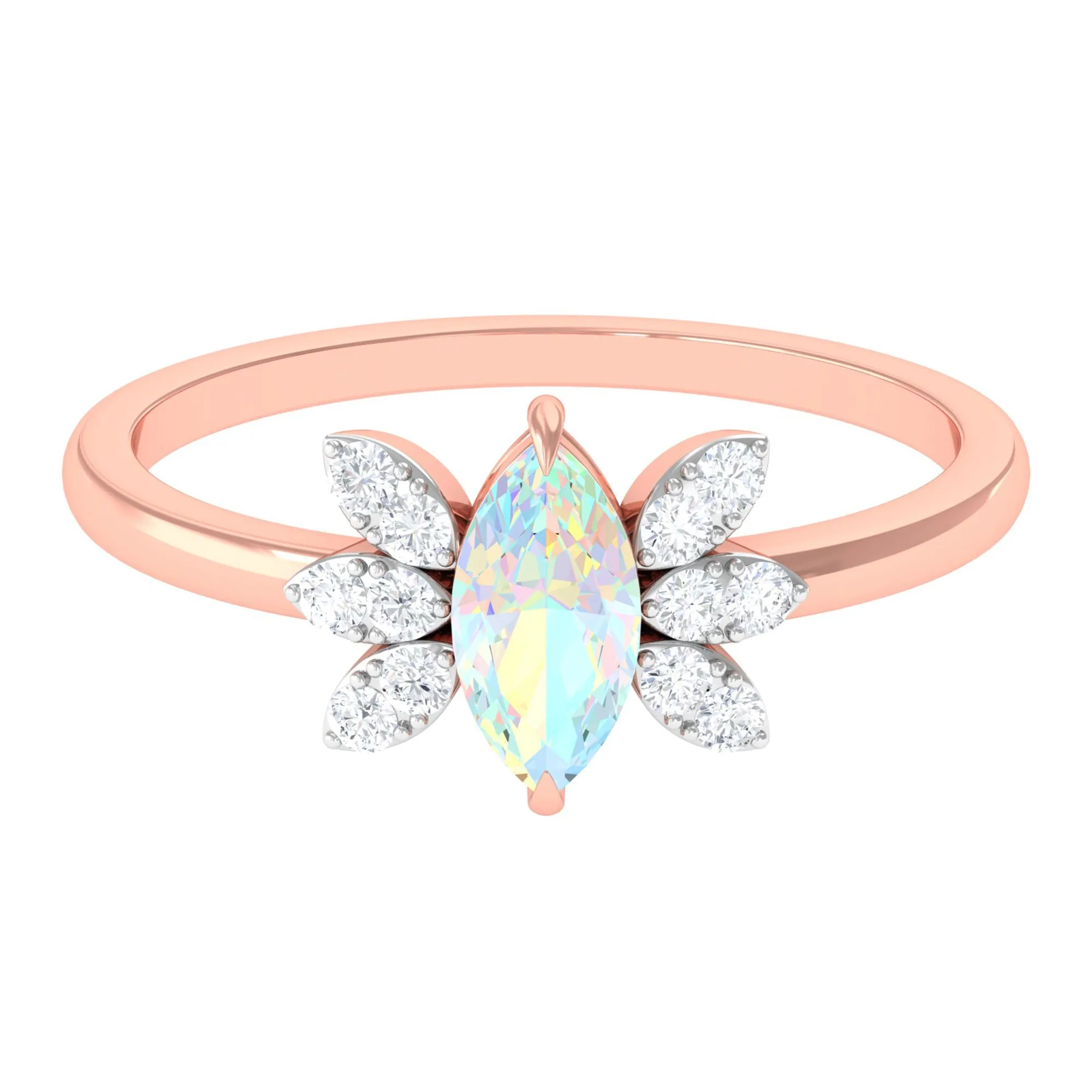 Marquise Ethiopian Opal and Diamond Promise Ring