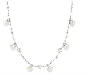 Melodie silver Hearts and cubic zirconia necklace