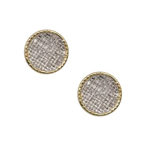 Men's Bead Framed Round Micro-Pavé Diamond Stud Earrings 0.18ct 10K Yellow Gold