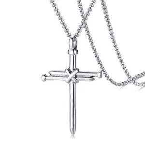 Men's Christian Necklace <br> Nails (Silver)