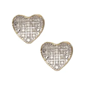 Men's Framed Micro-Pavé Heart Diamond Stud Earrings 0.19ct 10K Yellow Gold