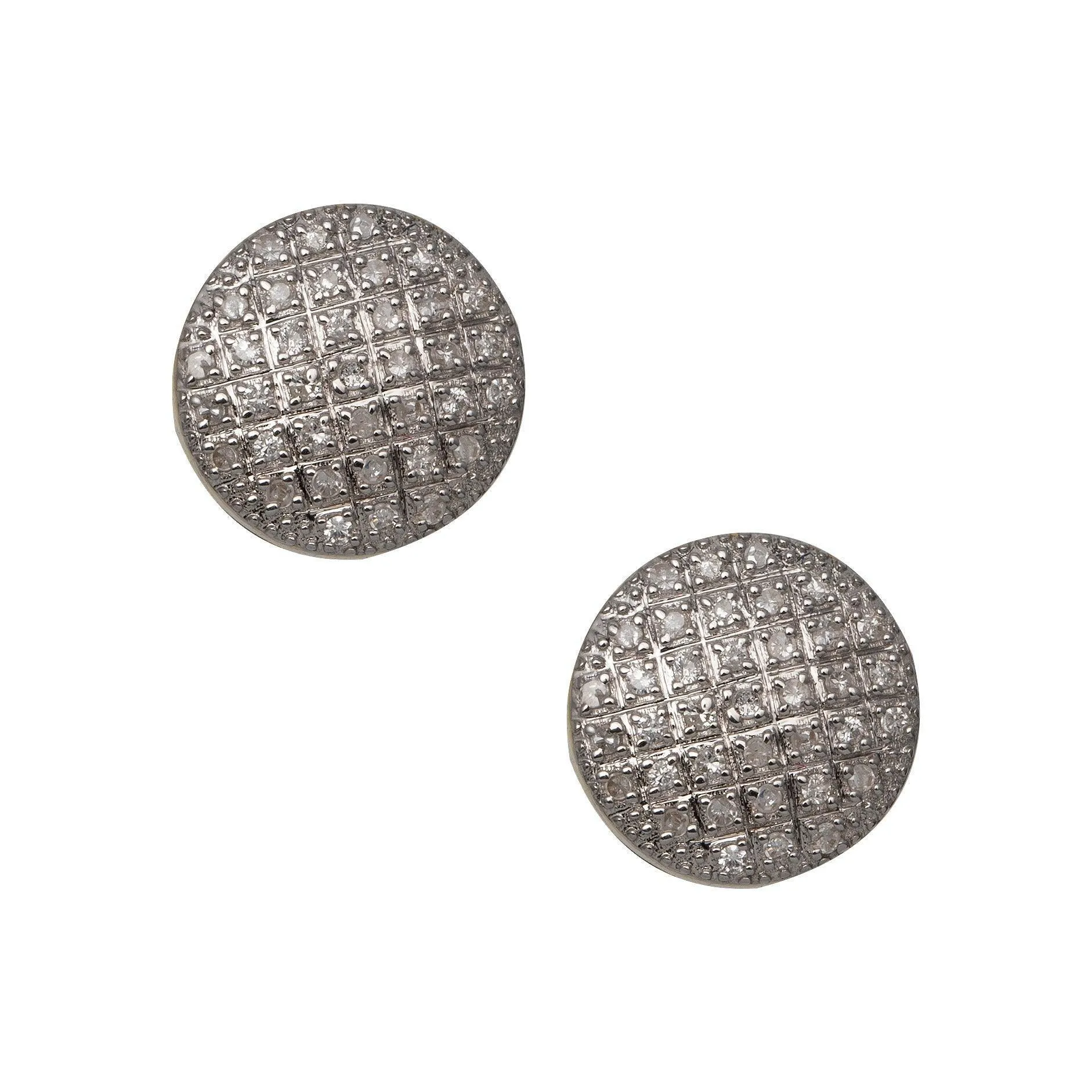 Men's Micro-Pavé Round Diamond Stud Earrings 0.34ct 10K Yellow Gold