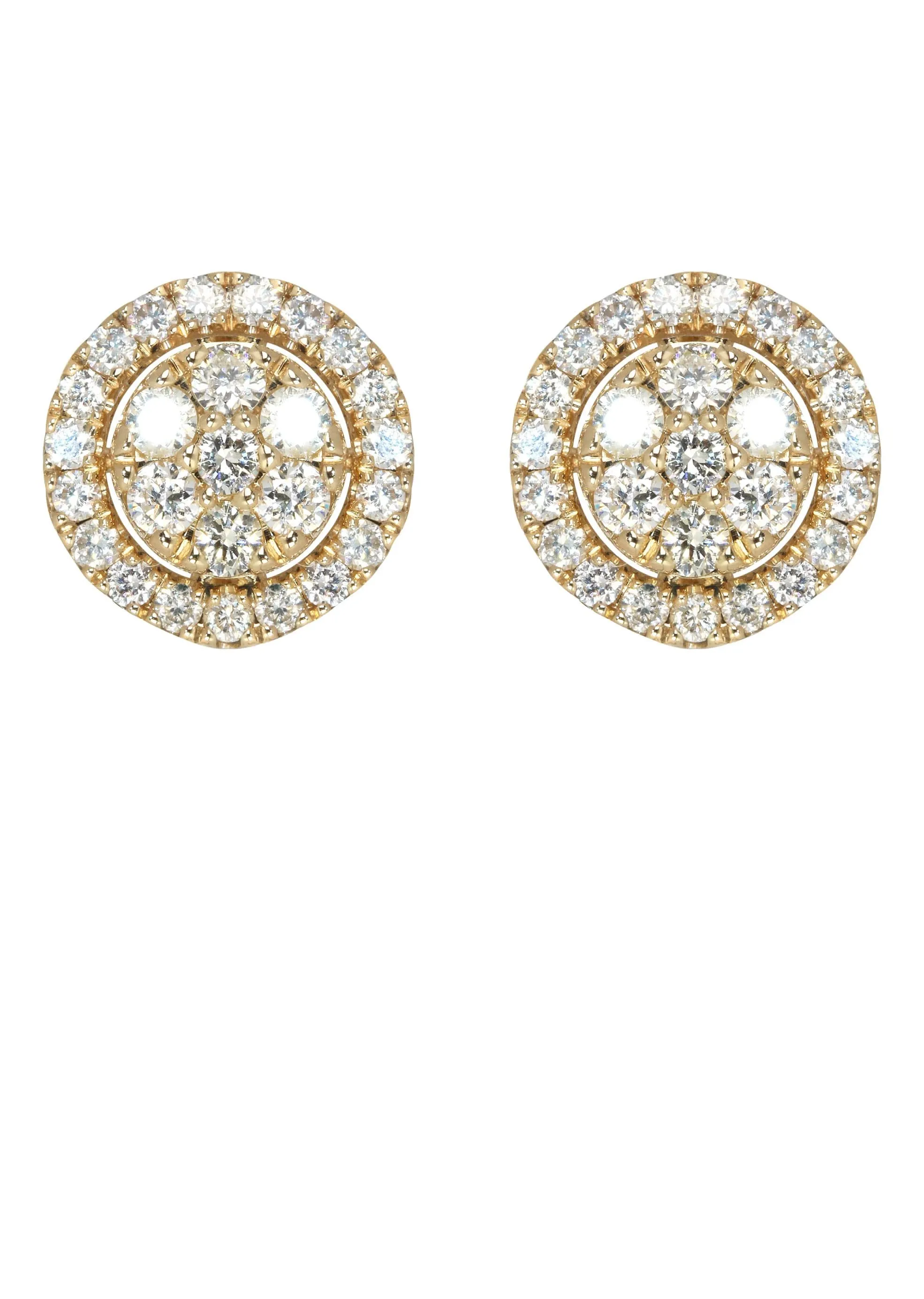 Mens Stud Diamond Earrings | 1.17 Carats 14K Yellow Gold