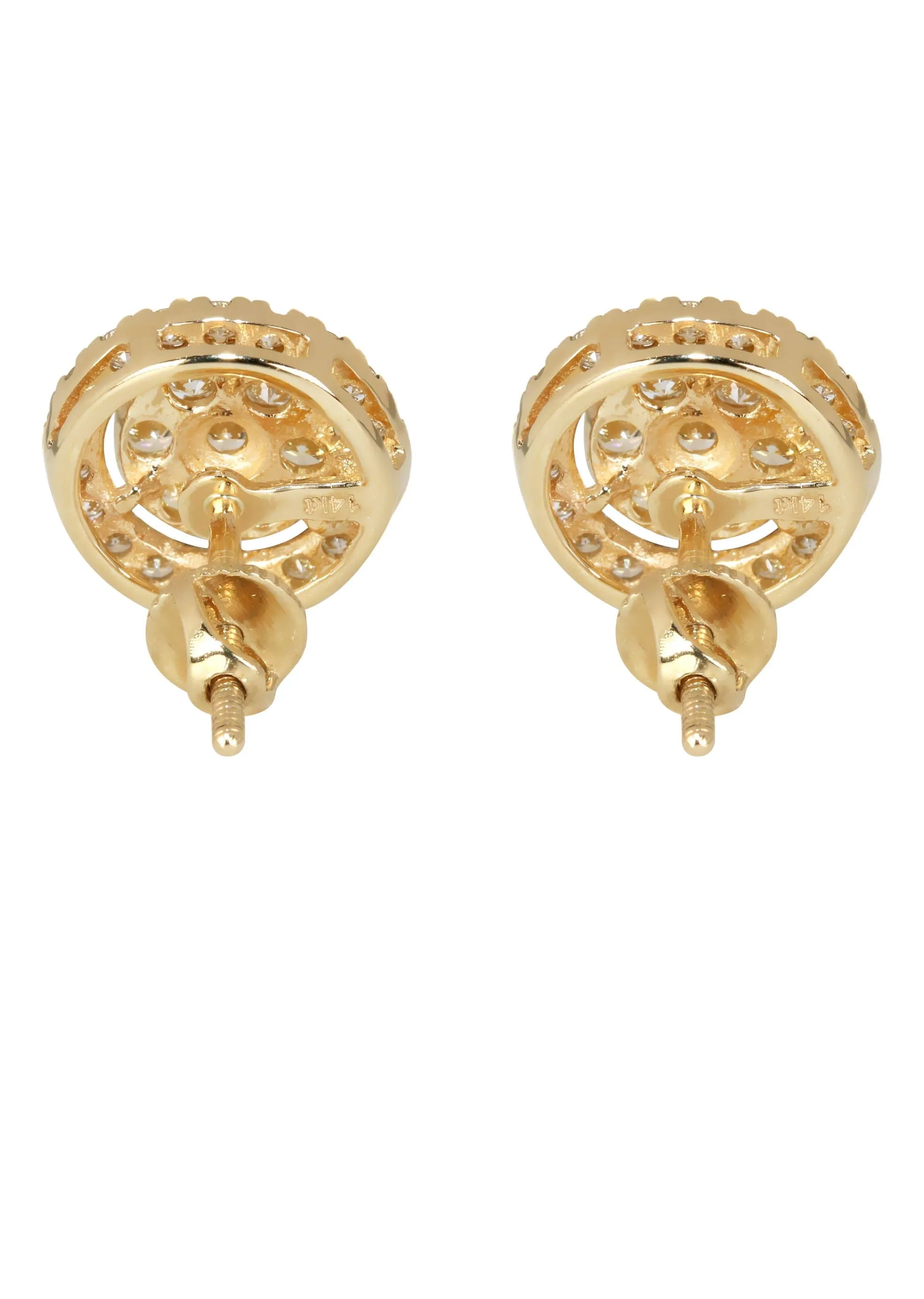 Mens Stud Diamond Earrings | 1.17 Carats 14K Yellow Gold