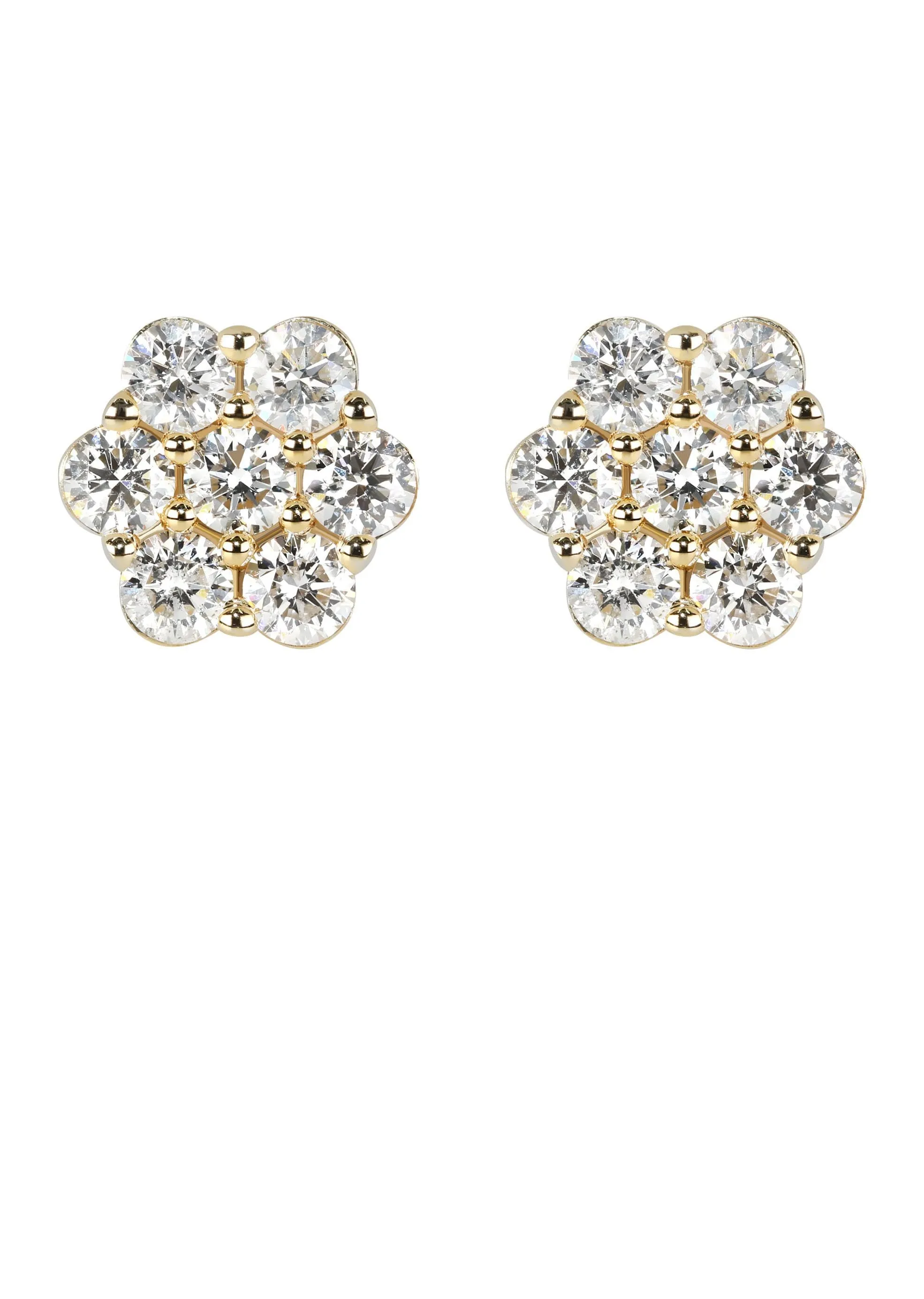 Mens Stud Diamond Earrings | 2.53 Carats 14K Yellow Gold