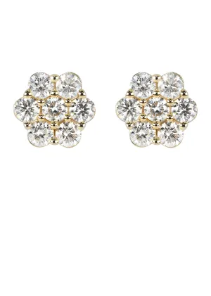 Mens Stud Diamond Earrings | 2.53 Carats 14K Yellow Gold