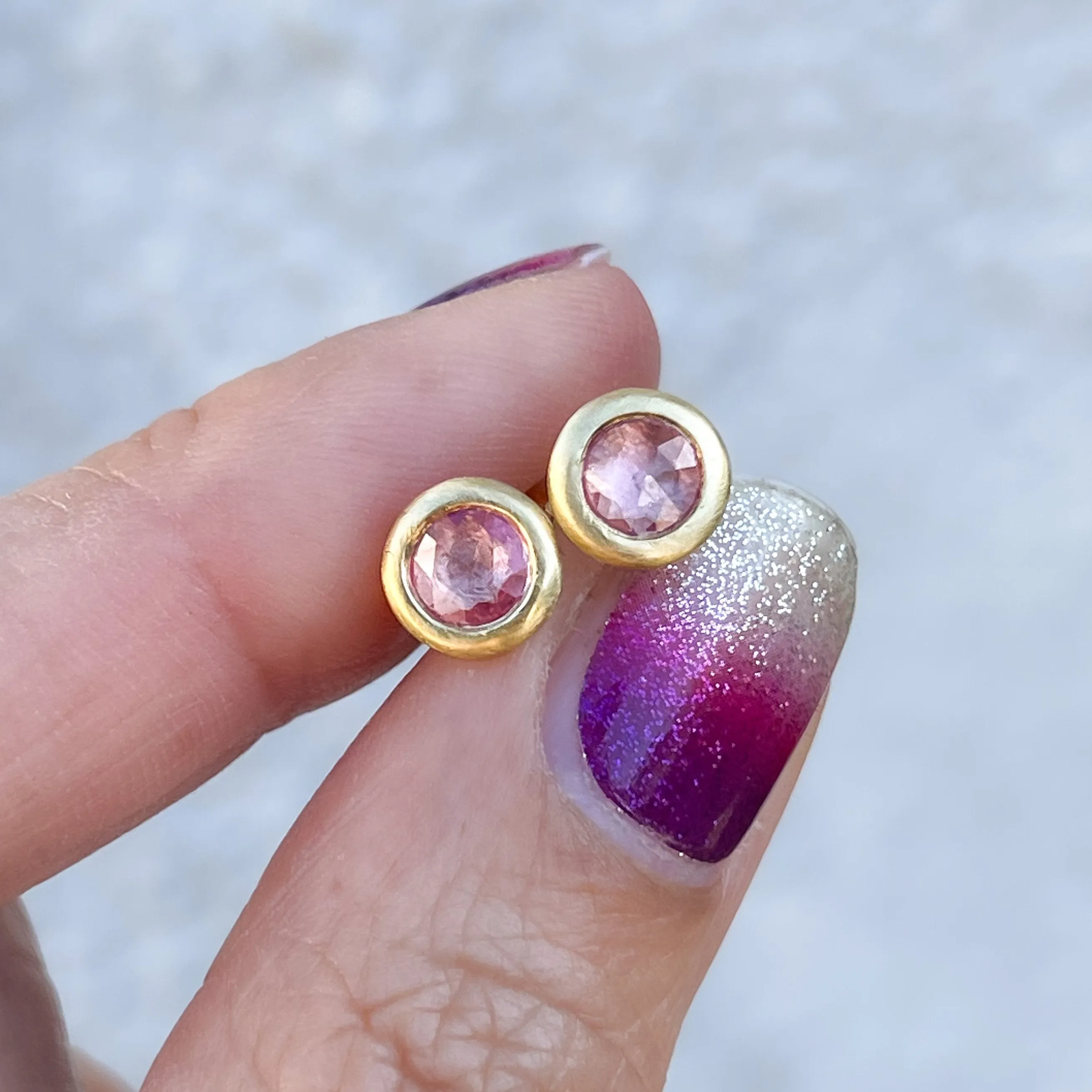 Mercer Pink Sapphire Earrings in 18k Gold