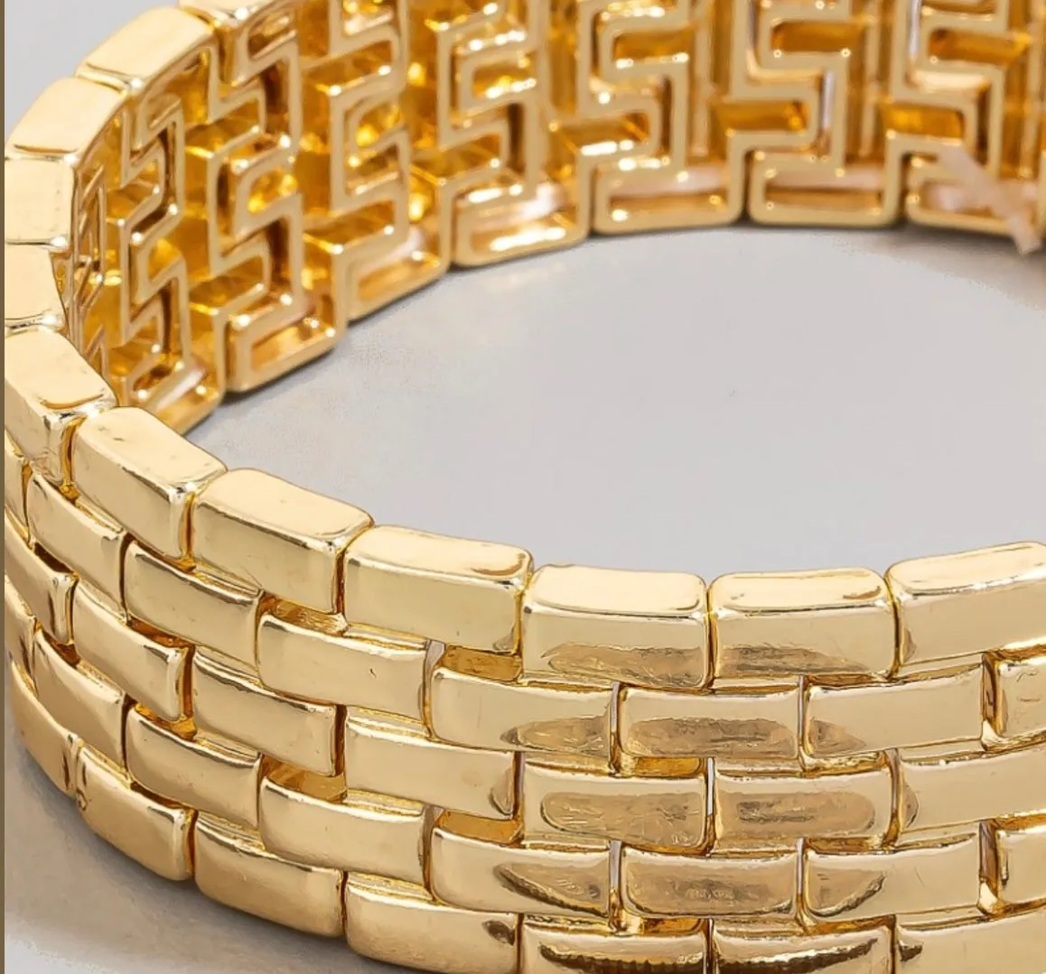 Metallic Gold Watch Band Stretch Bracelet