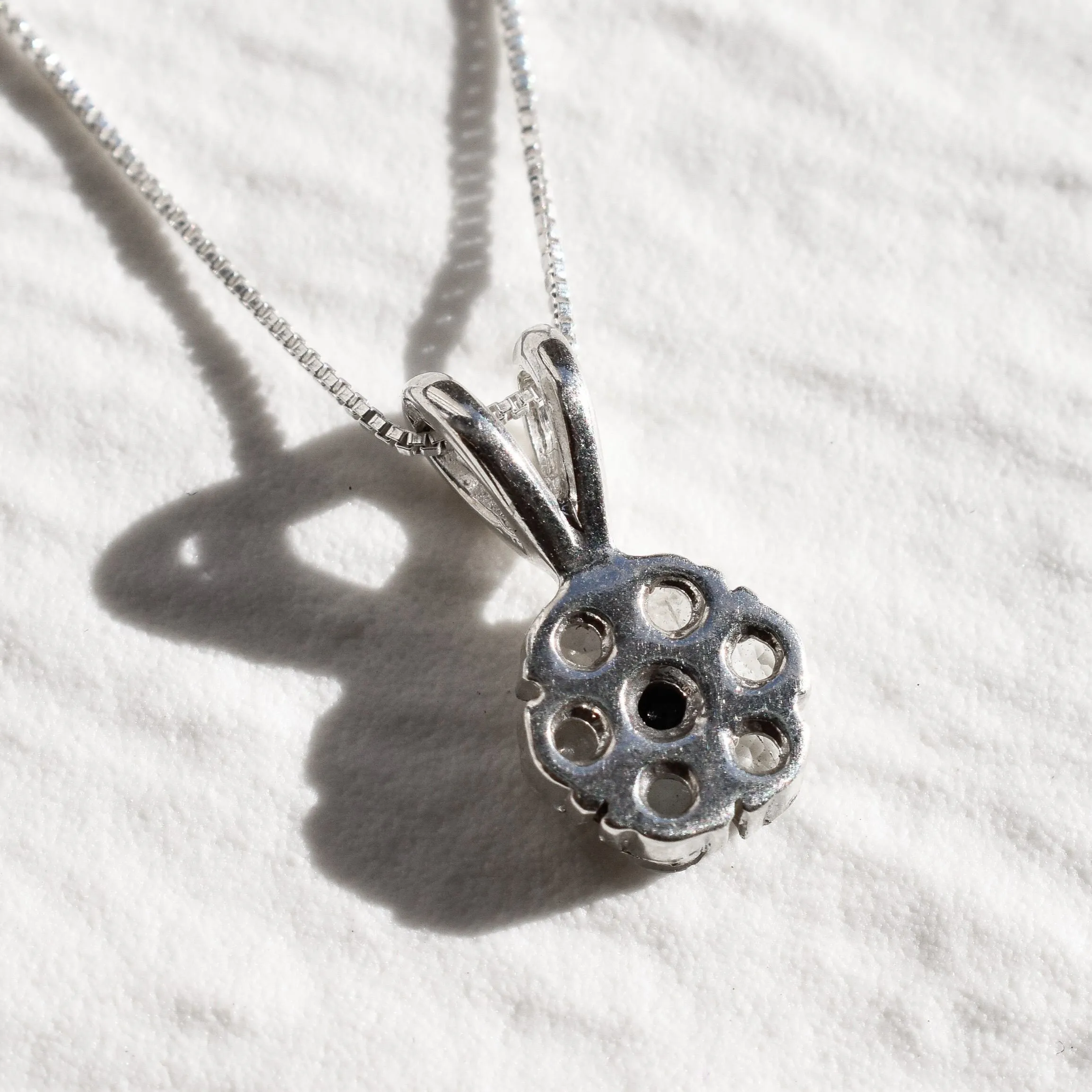 Moonstone Flower Pendant - Genuine Sapphire Necklace - White Flower Necklace