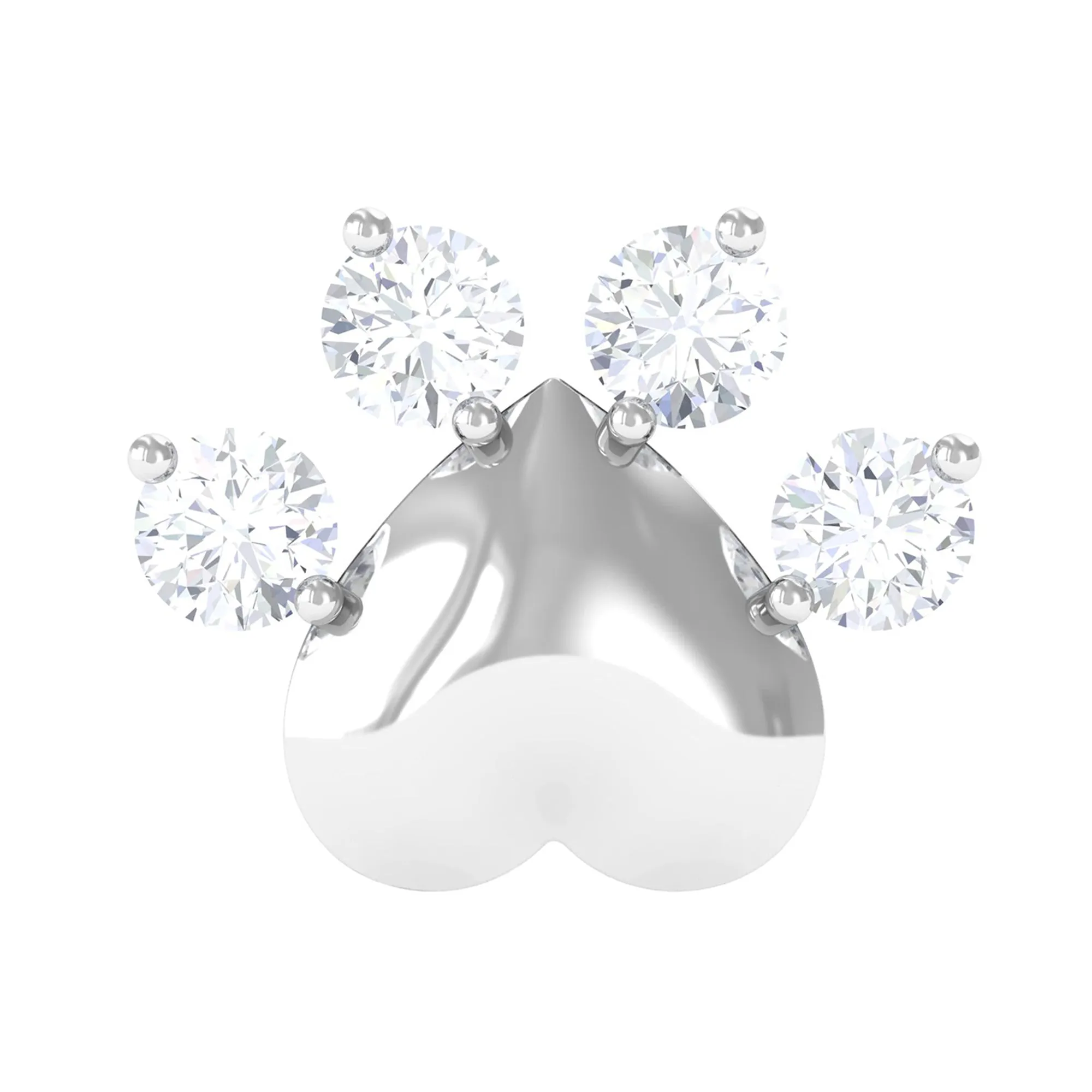 Natural Diamond Dog Paw Print Cartilage Earring