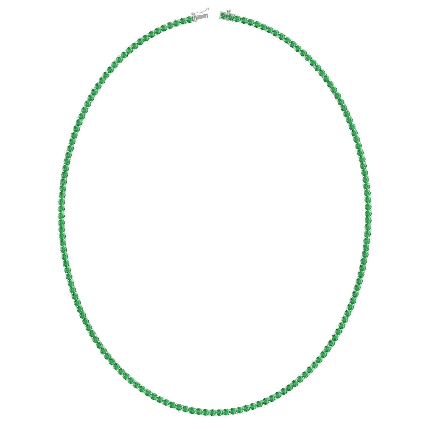 Natural Green Emerald Tennis Necklace