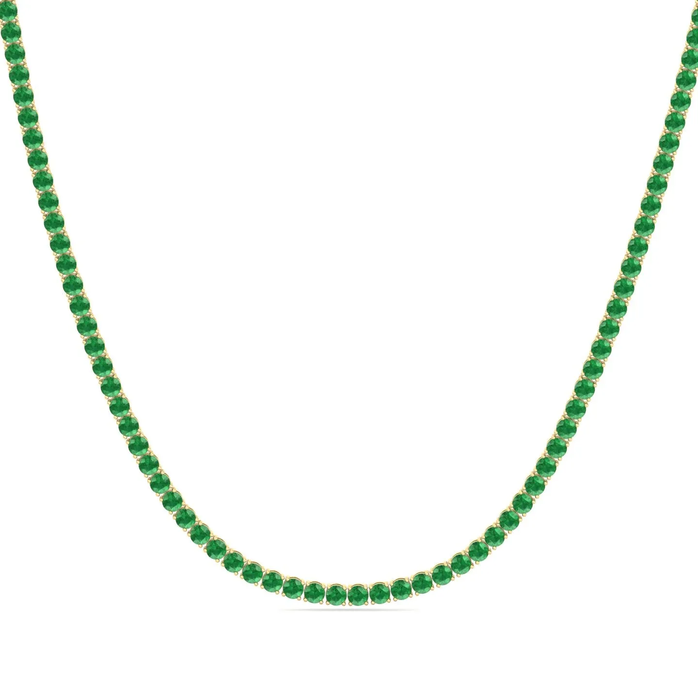 Natural Green Emerald Tennis Necklace