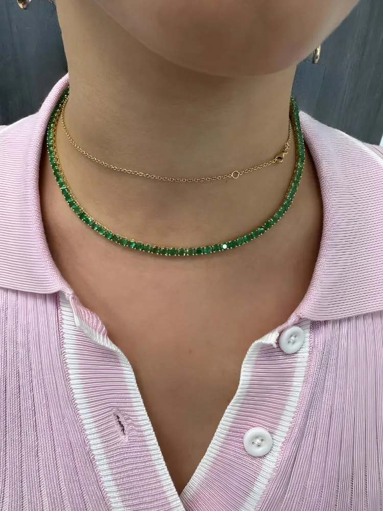 Natural Green Emerald Tennis Necklace