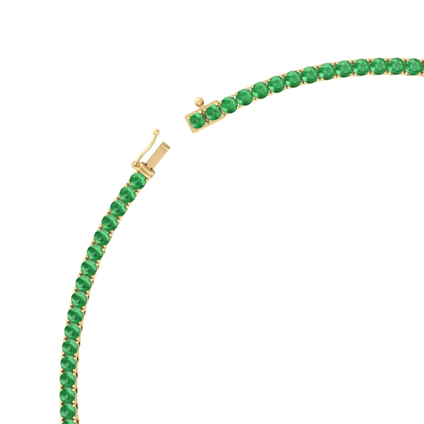 Natural Green Emerald Tennis Necklace