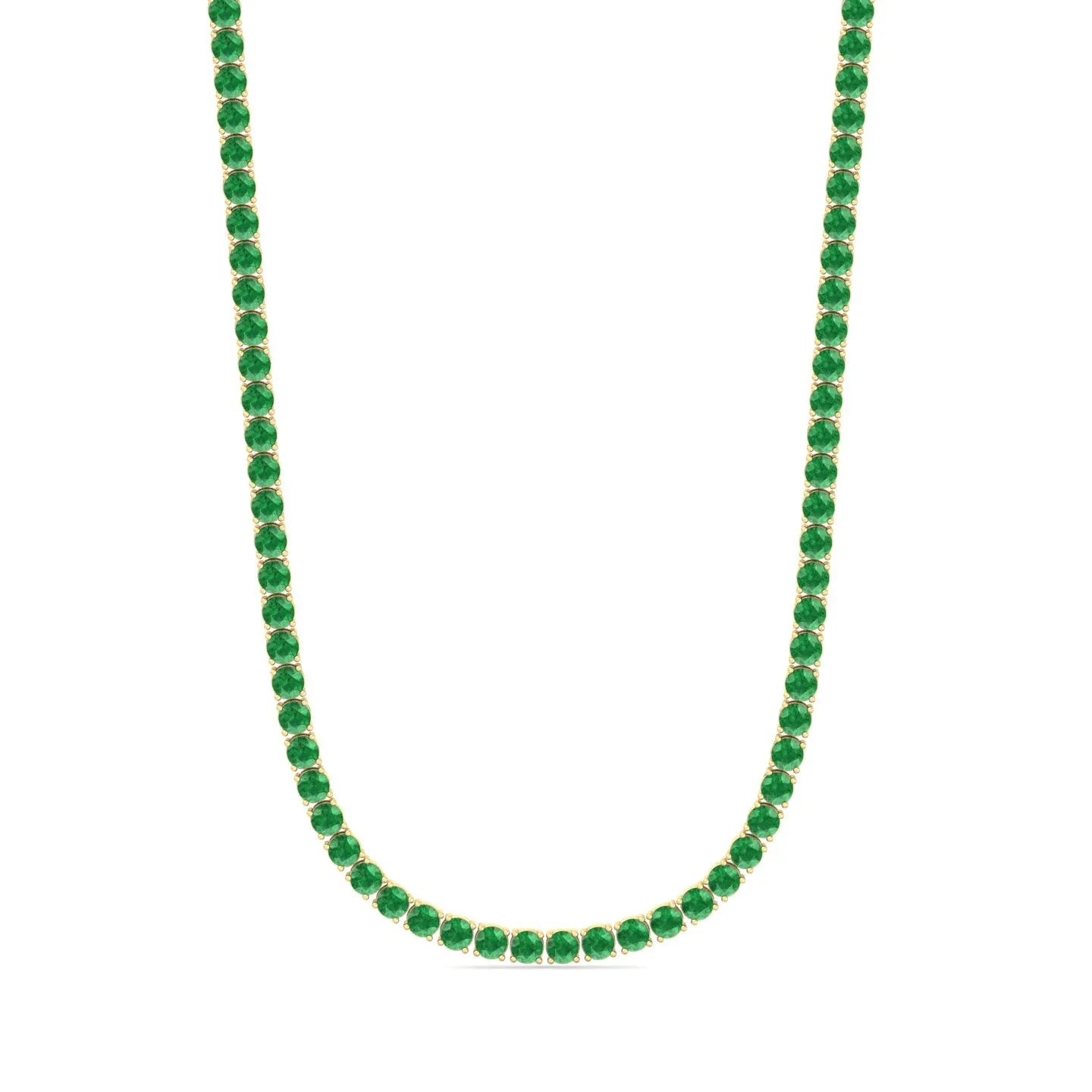 Natural Green Emerald Tennis Necklace