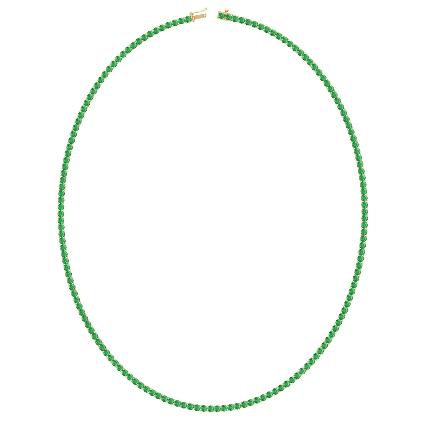 Natural Green Emerald Tennis Necklace