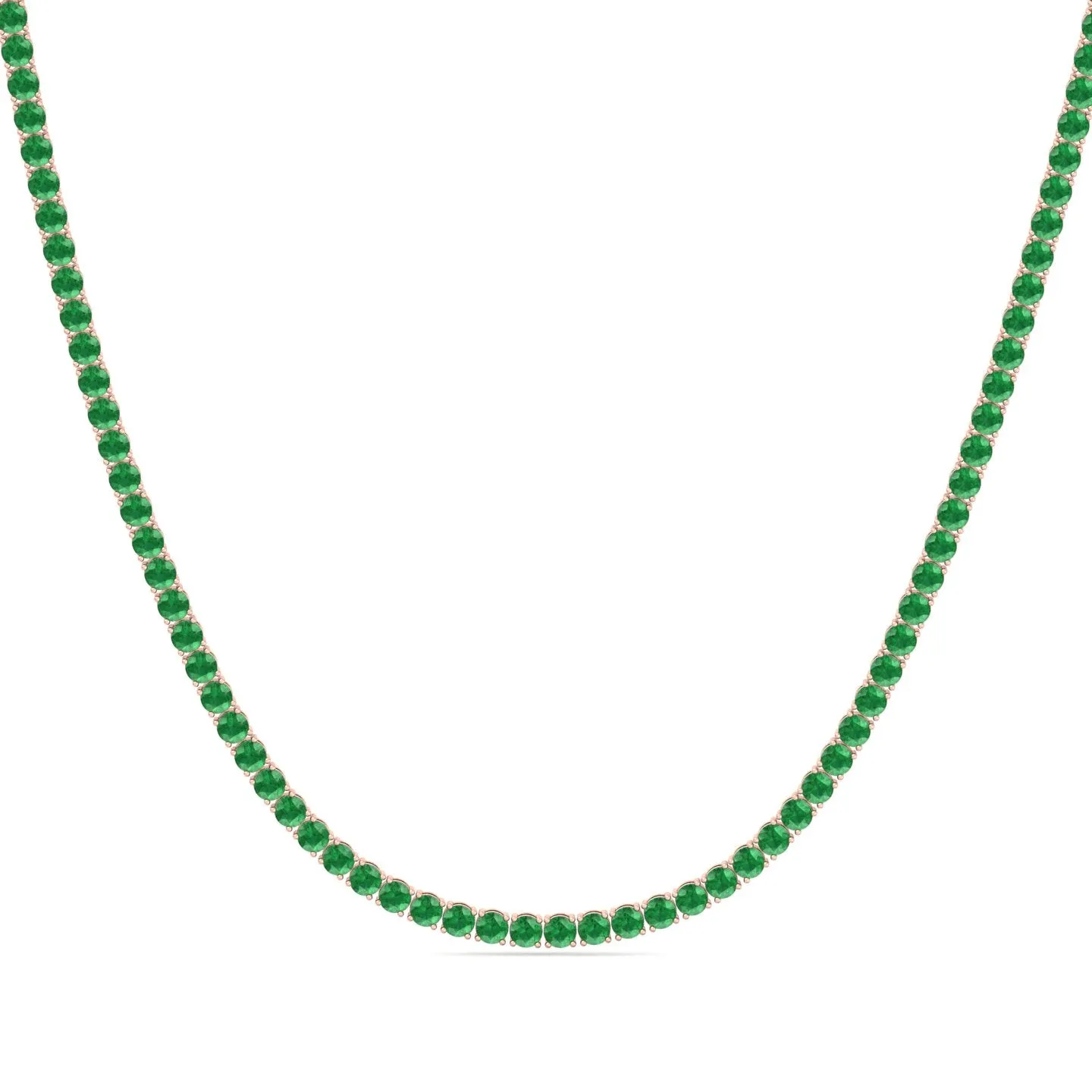 Natural Green Emerald Tennis Necklace