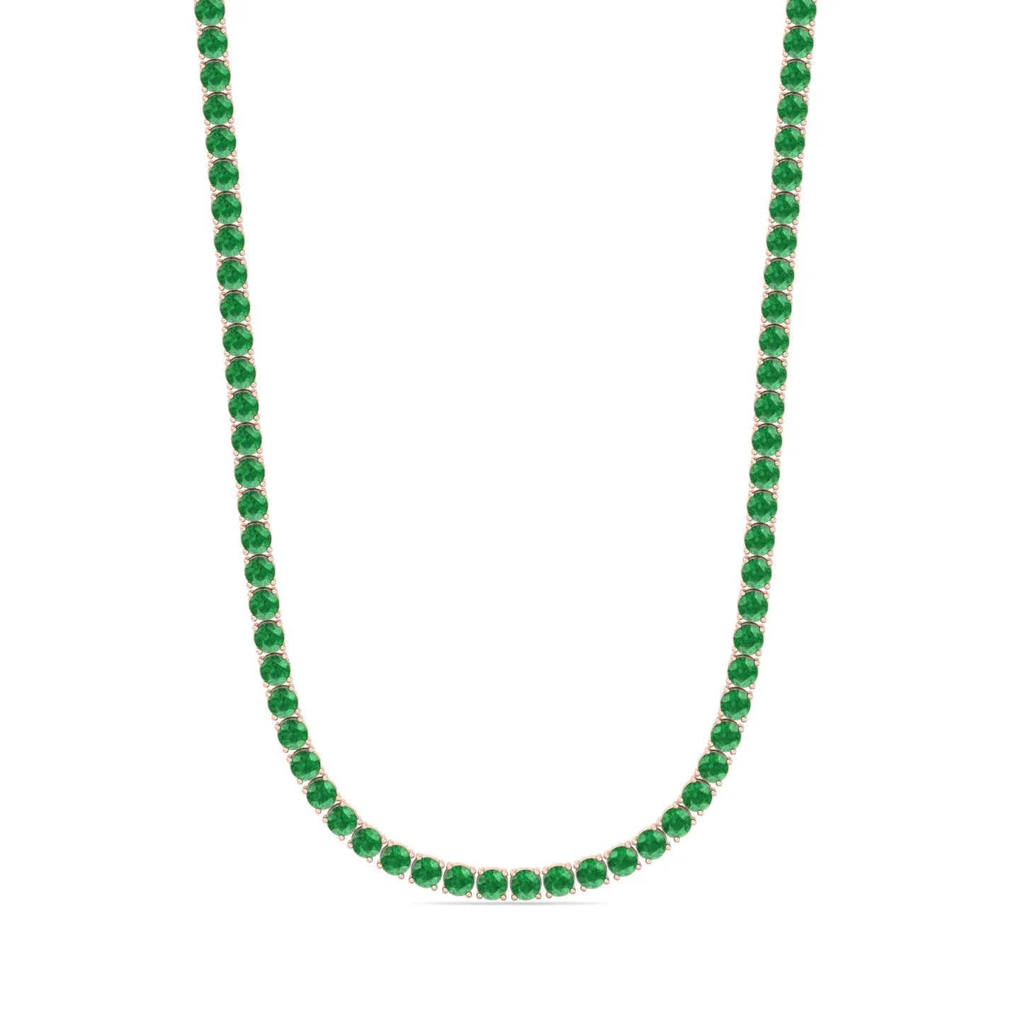 Natural Green Emerald Tennis Necklace