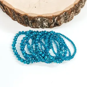 Nine Piece Crystal Beaded Bracelet Set in Ocean Blue