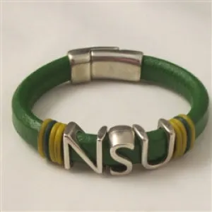 Norfolk State Regaliz Leather Bracelet in Green and Gold