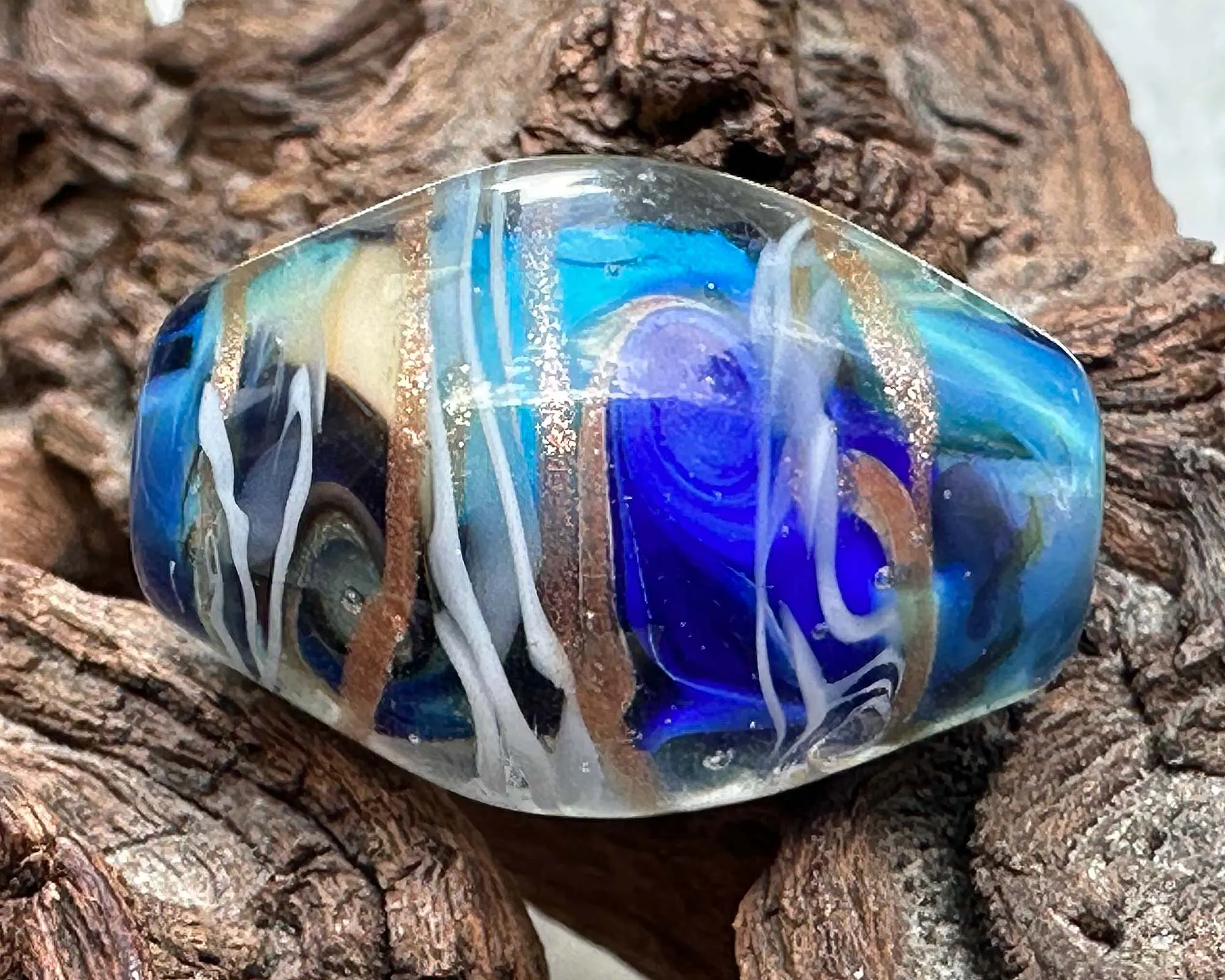 Ocean Blue Lampwork Focal Bead SRA