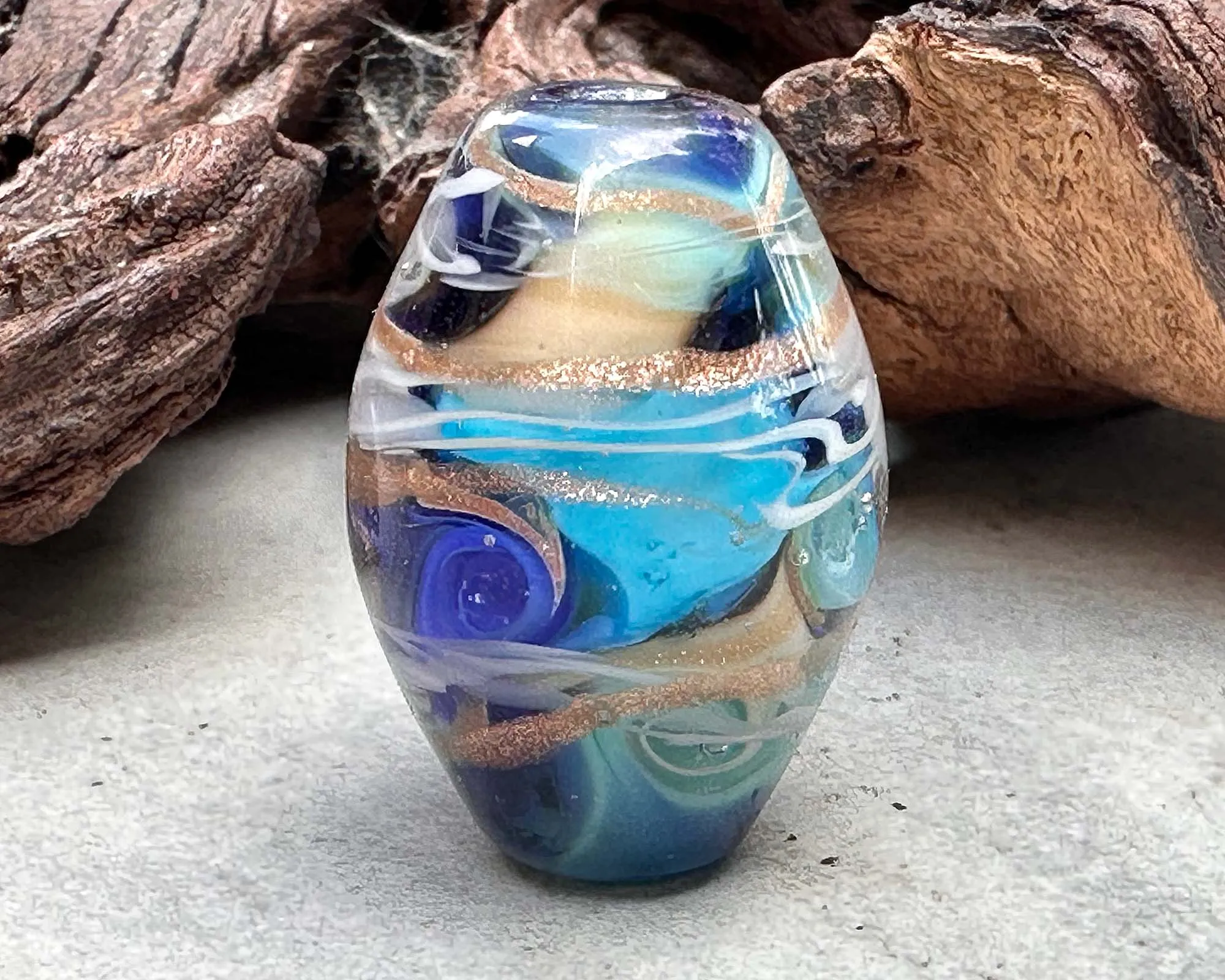 Ocean Blue Lampwork Focal Bead SRA