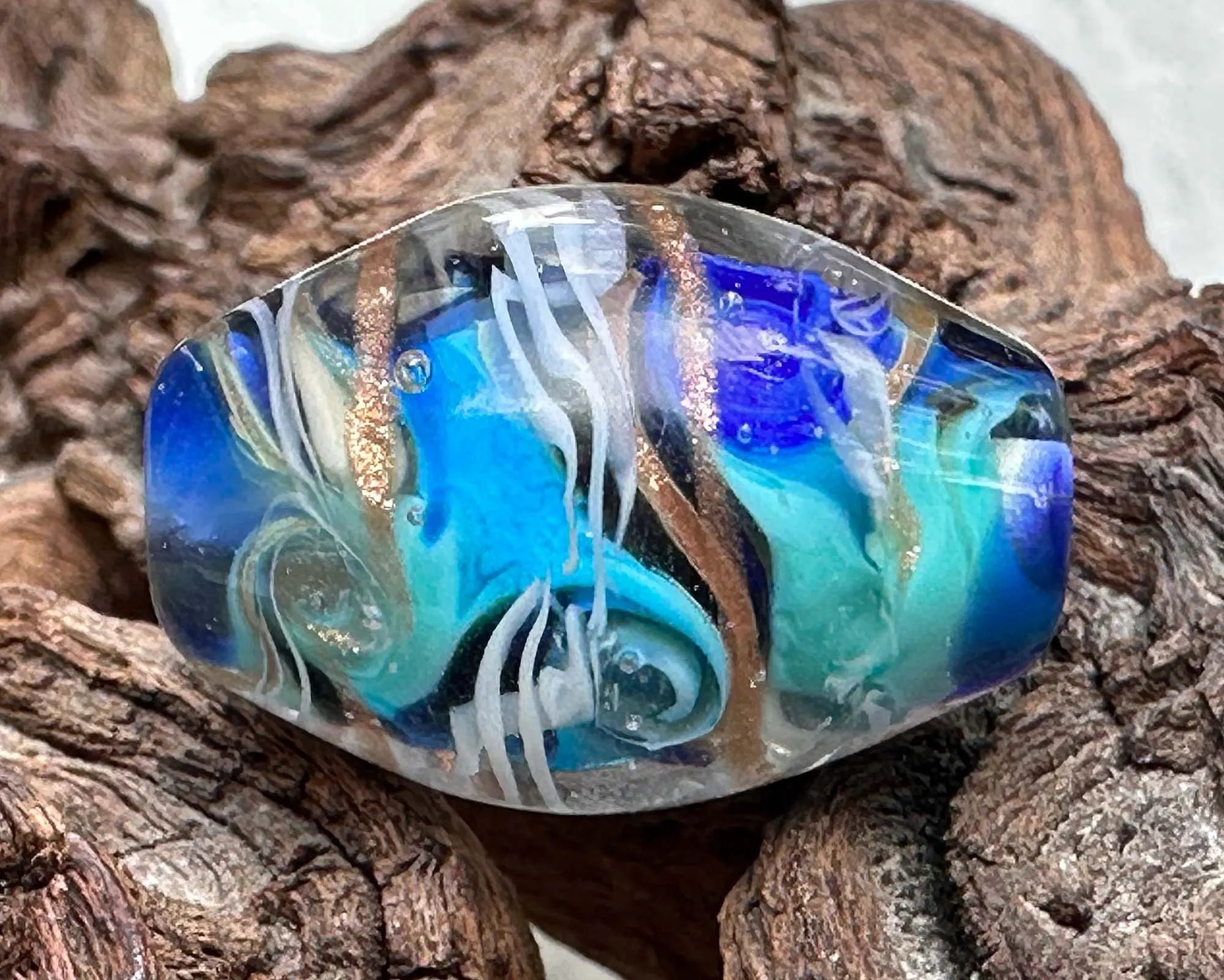 Ocean Blue Lampwork Focal Bead SRA