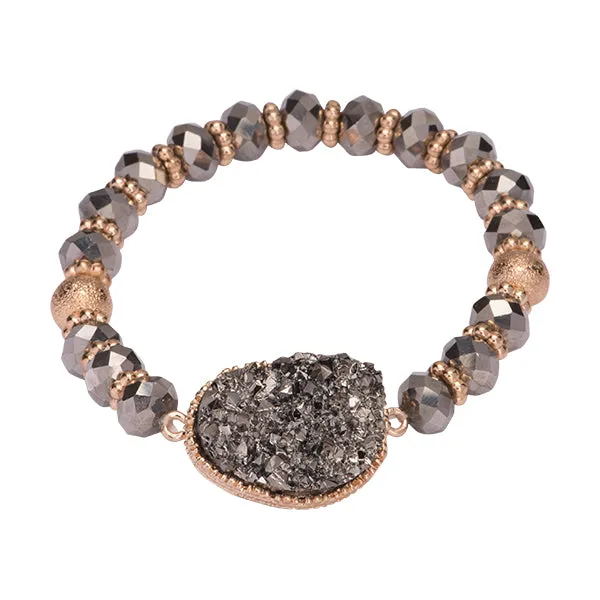 Olivia Silver Hematite Druzy Bracelet