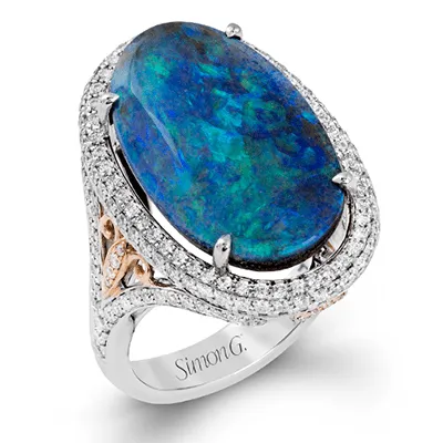 Opal Halo Ring in 18k Gold With Diamonds