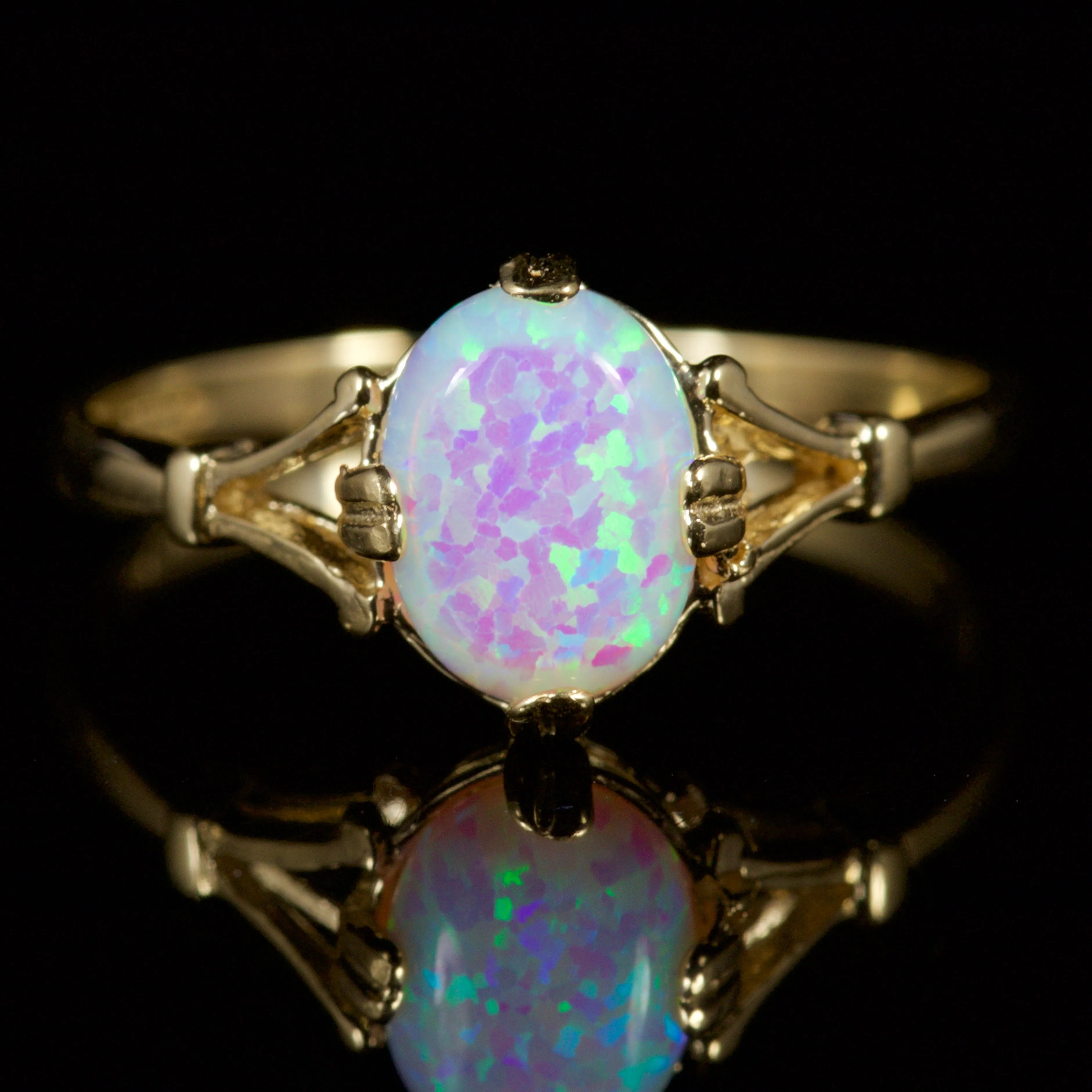 Opal Solitaire Ring 9Ct Gold Ring