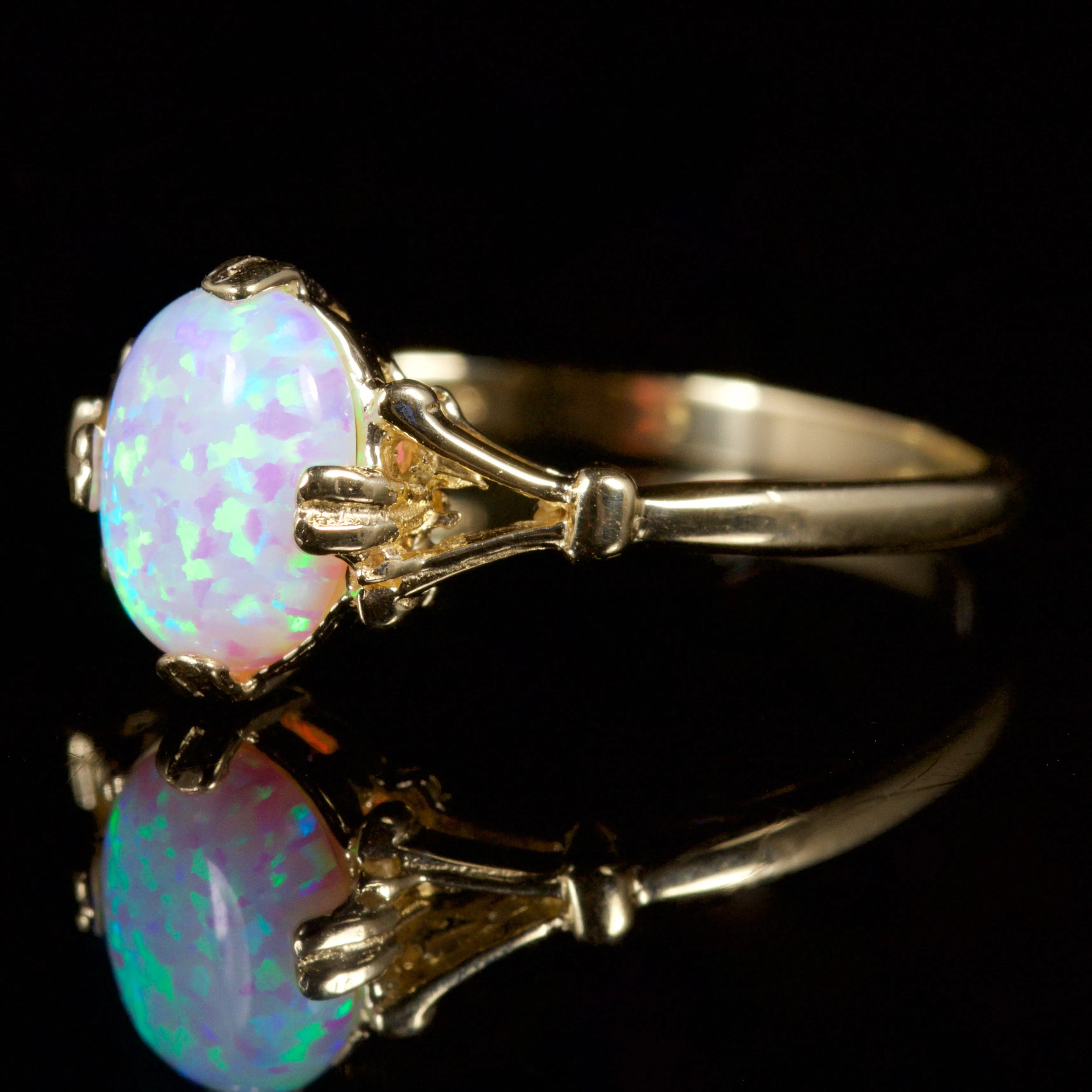 Opal Solitaire Ring 9Ct Gold Ring