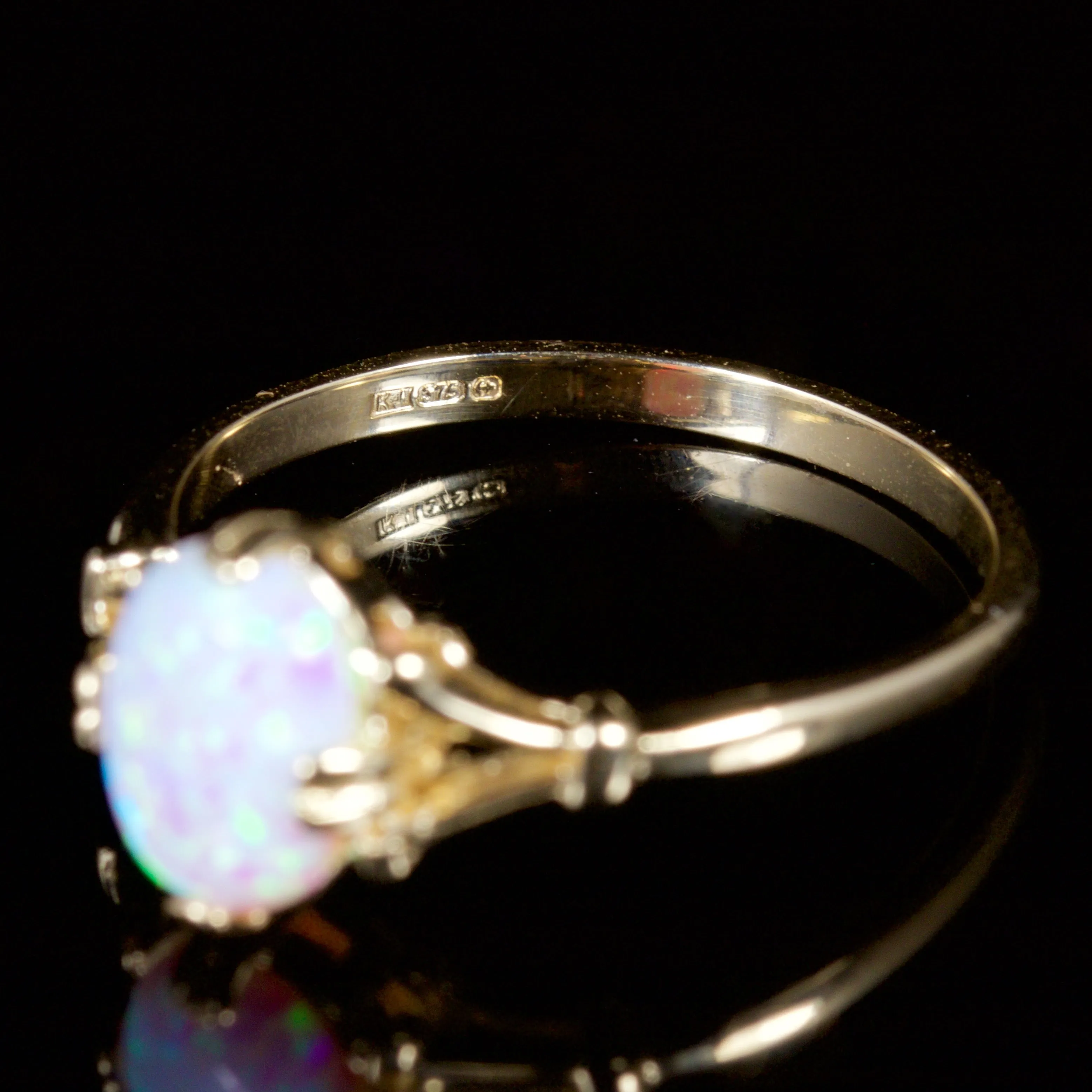 Opal Solitaire Ring 9Ct Gold Ring