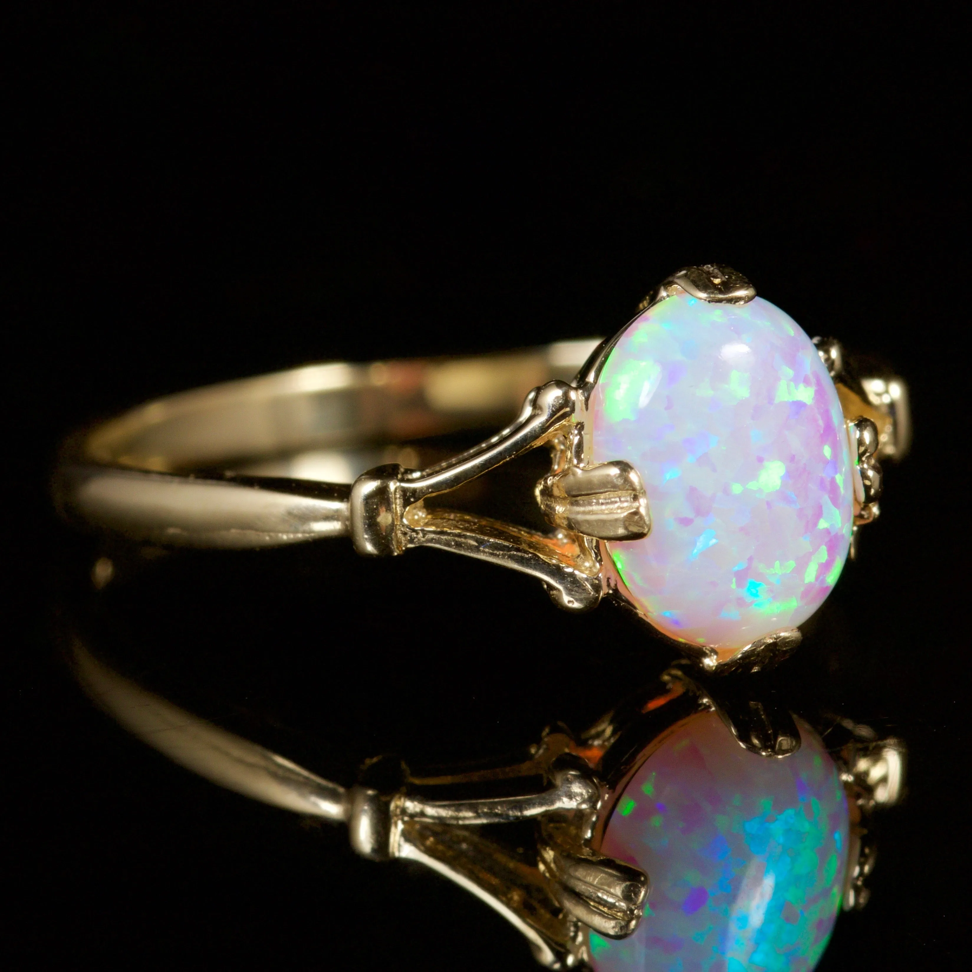 Opal Solitaire Ring 9Ct Gold Ring