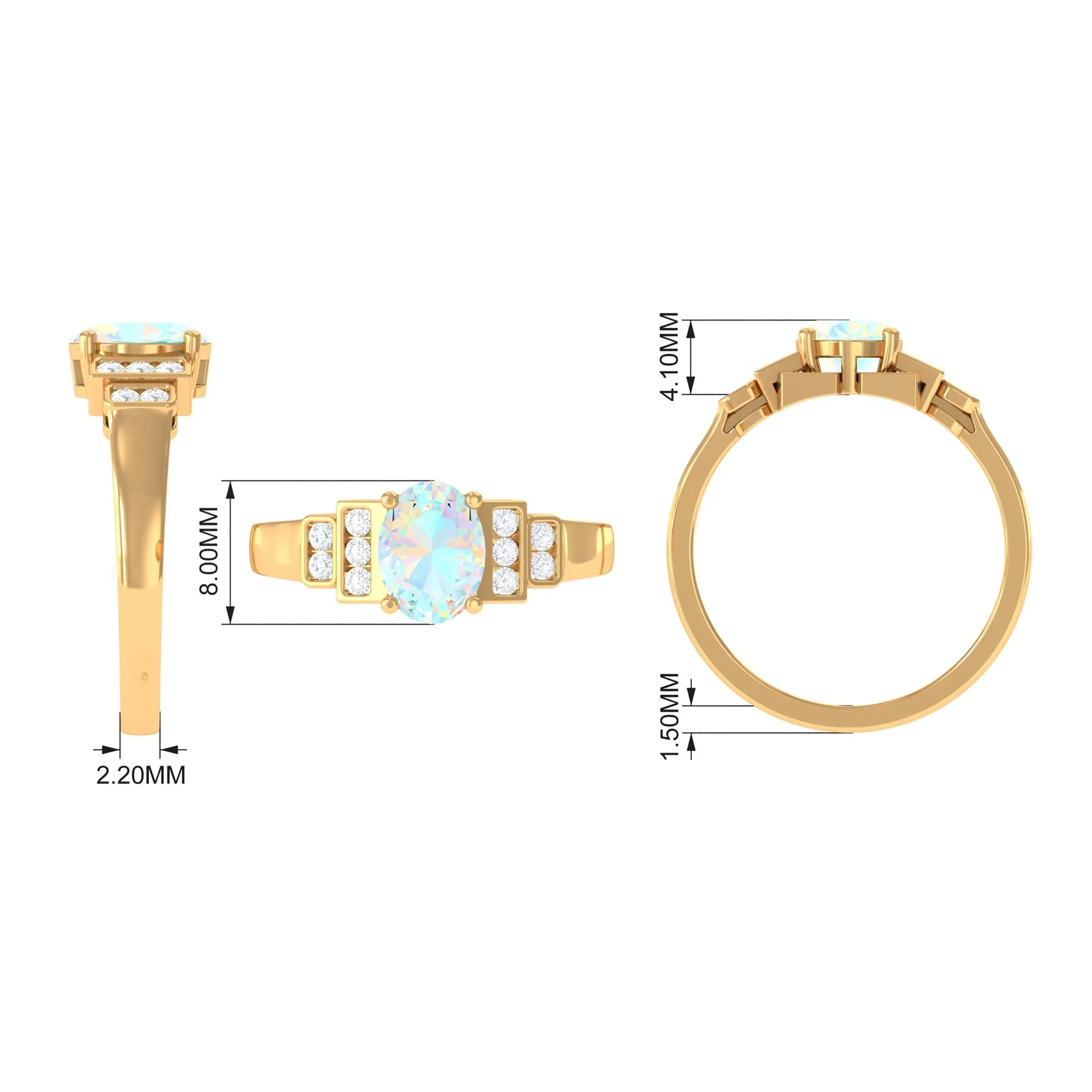 Oval Ethiopian Opal Solitaire Ring with Diamond Collar