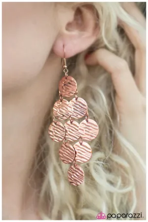 Paparazzi Earring ~ Metallic Pools - Copper