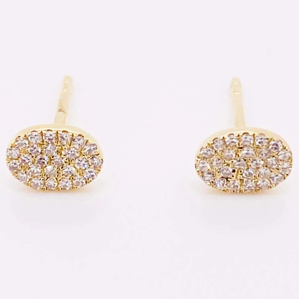 Pave Oval Diamond Stud Earrings