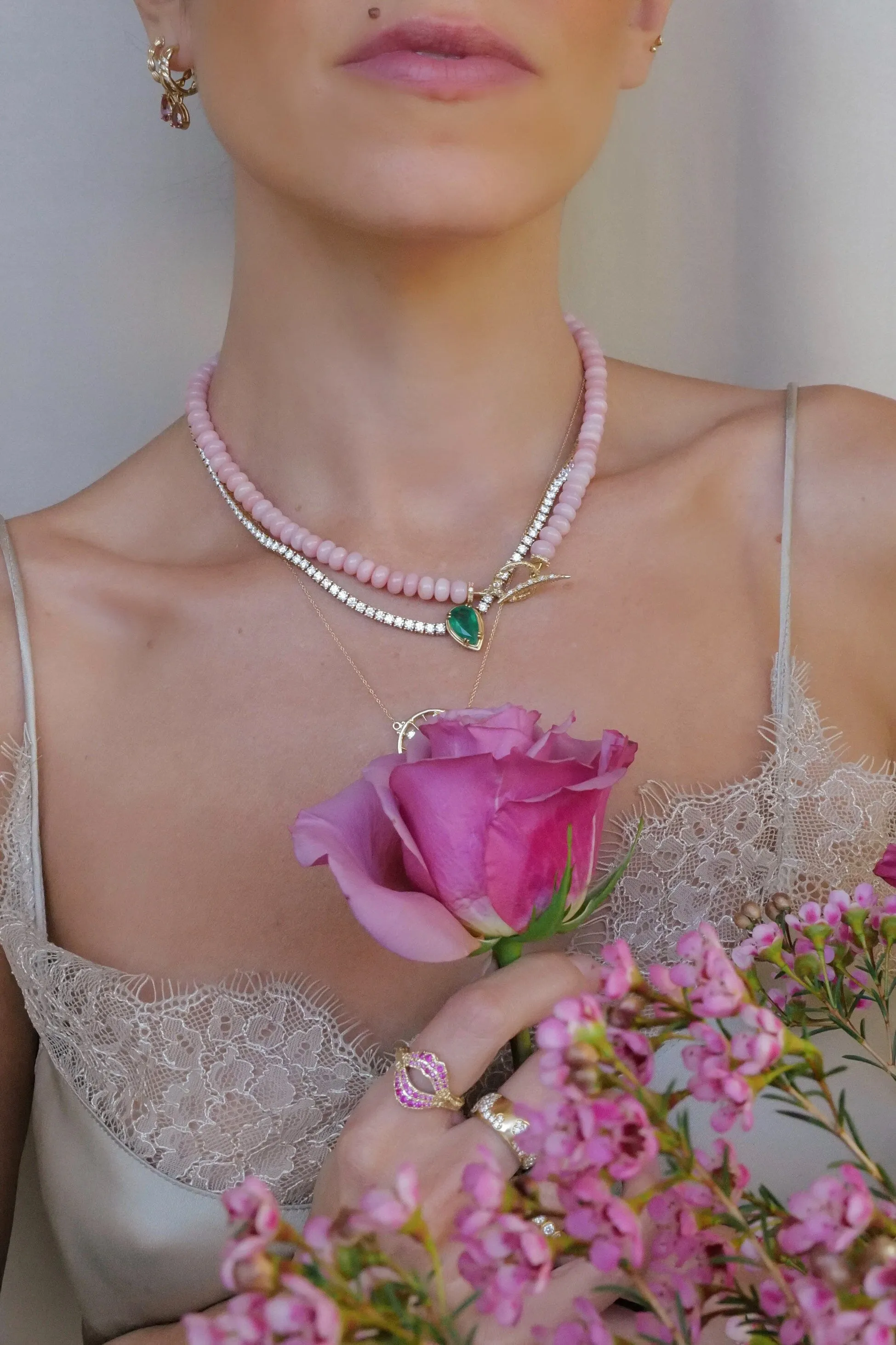 Pear Emerald   Diamond Collar Necklace