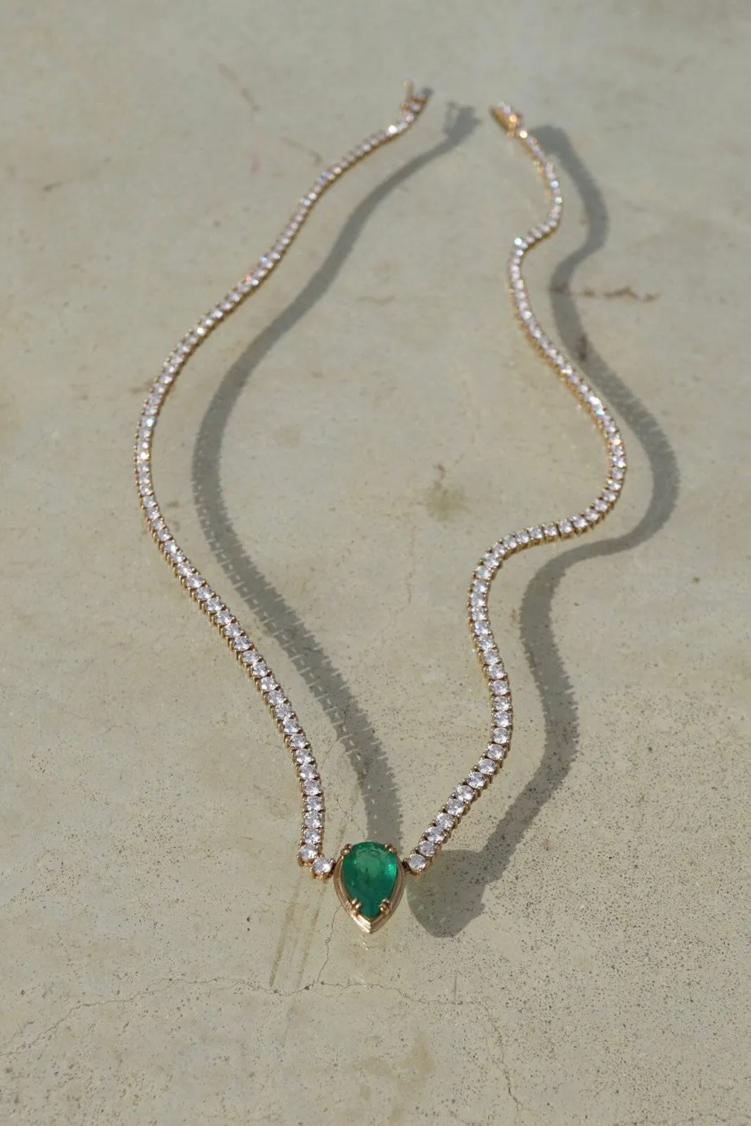 Pear Emerald   Diamond Collar Necklace