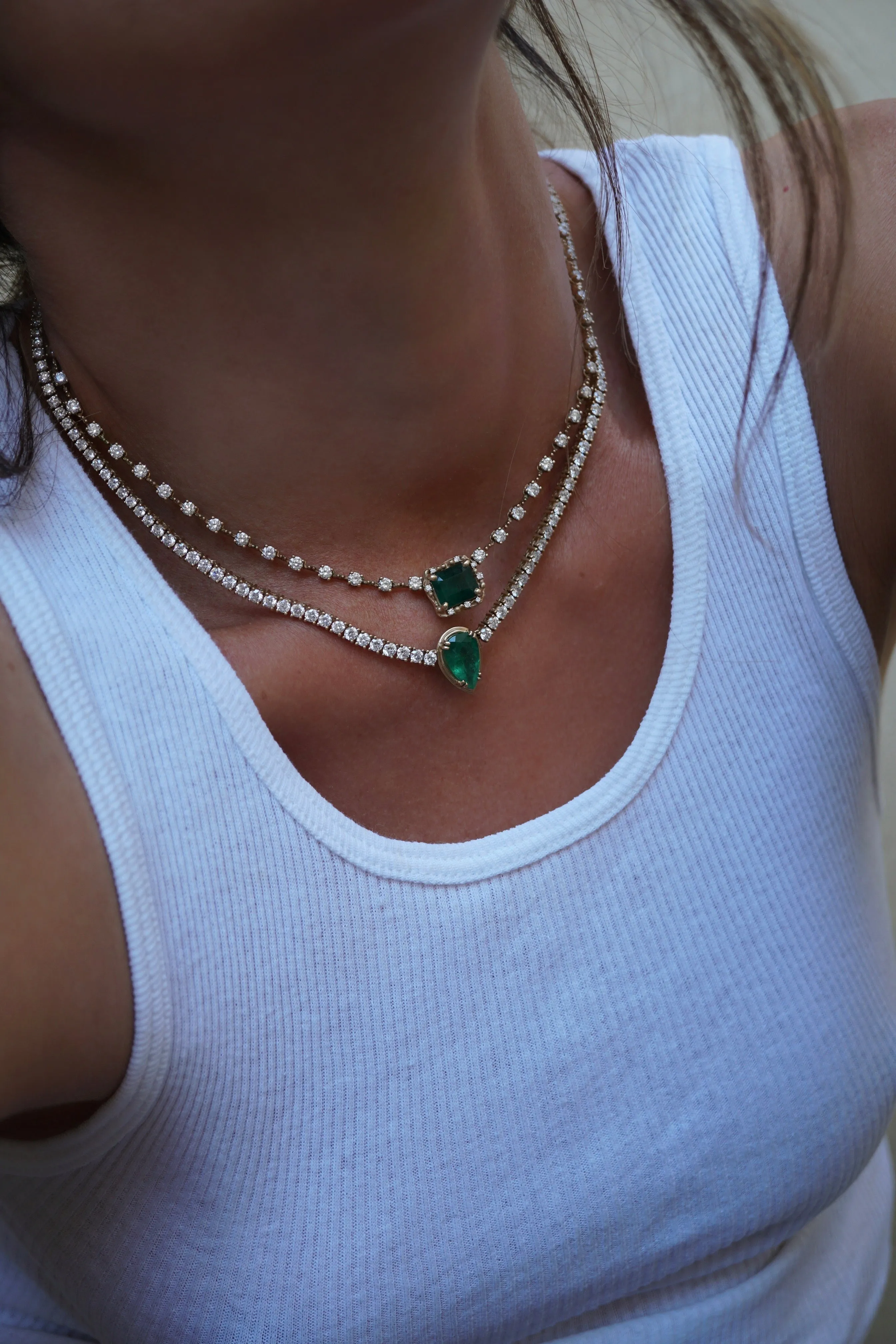 Pear Emerald   Diamond Collar Necklace