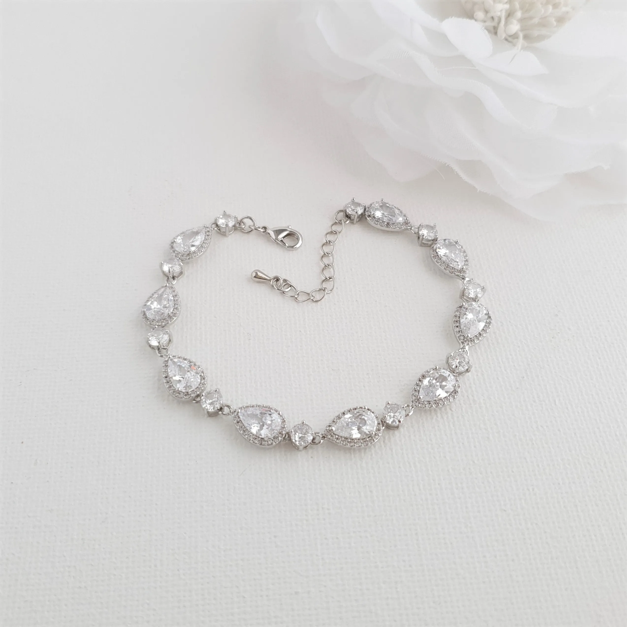 Pear Shaped Rose Gold Bridal Bracelet-Emma