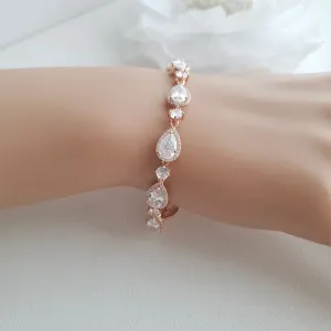 Pear Shaped Rose Gold Bridal Bracelet-Emma