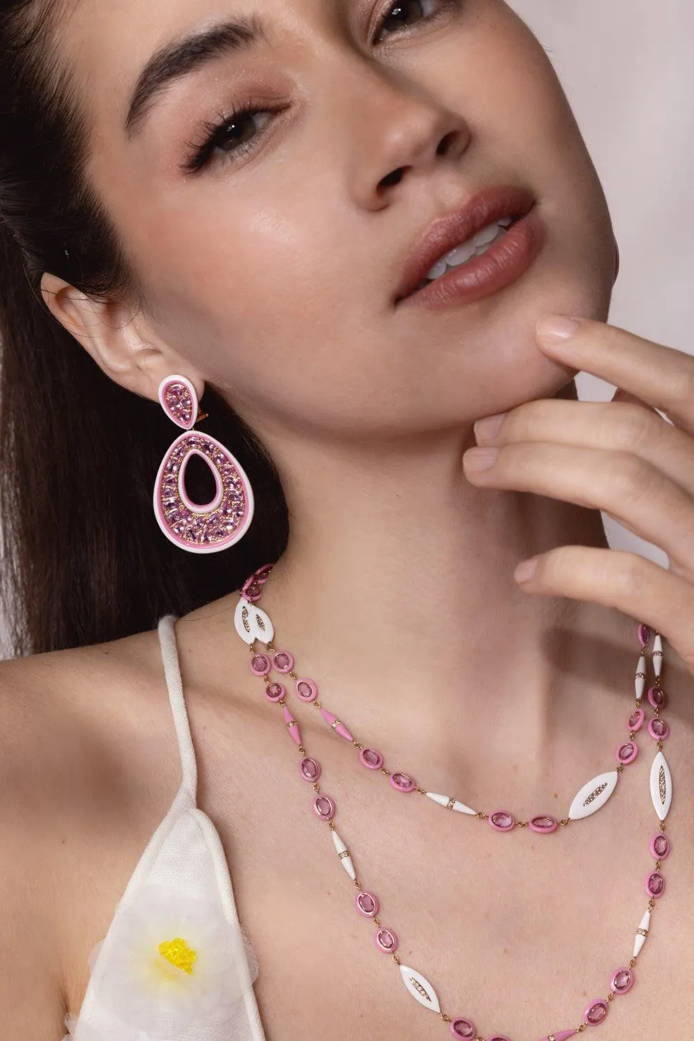 Pink Sapphire Ceramic Earrings