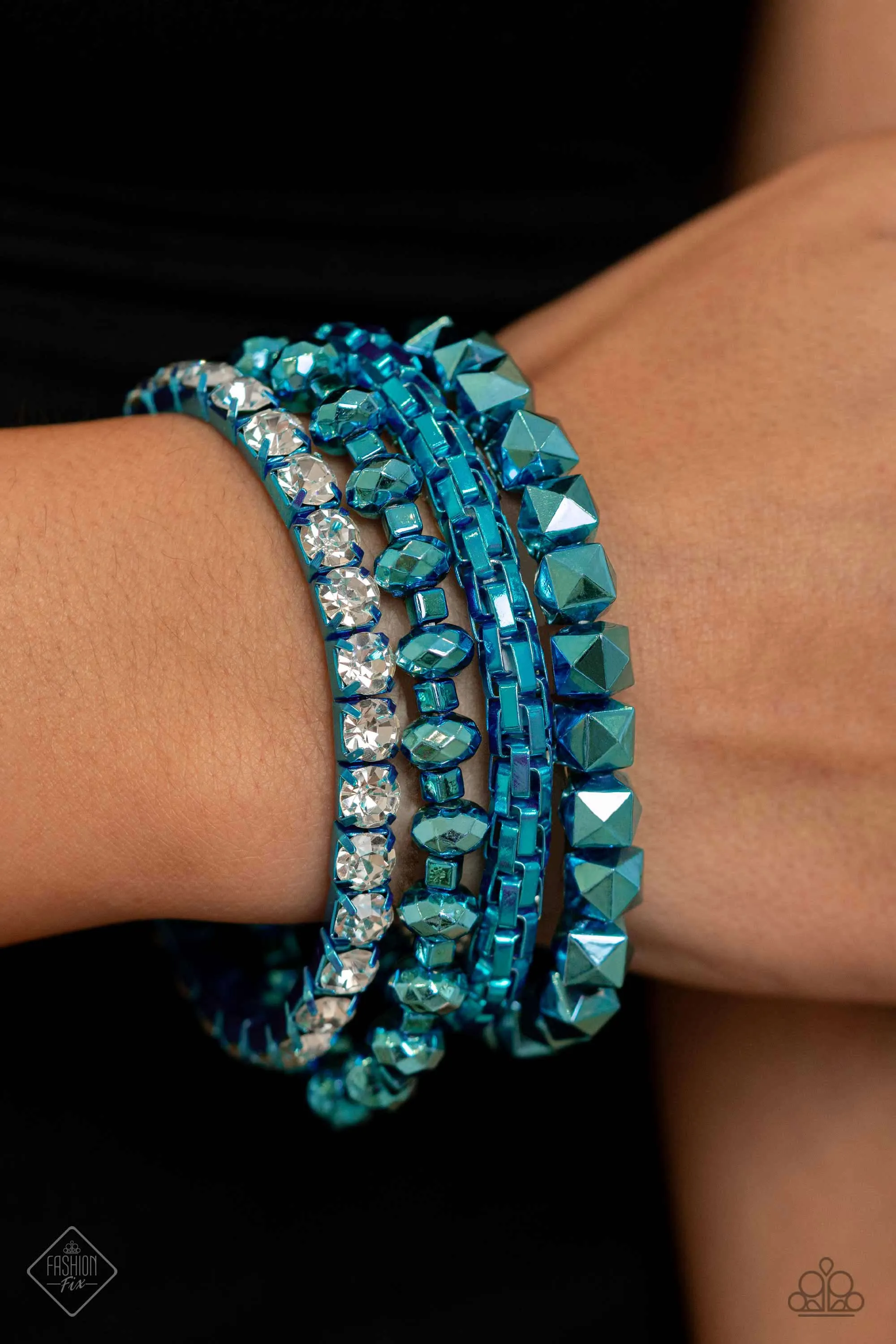 Punk Pattern - Blue Bracelet - Paparazzi Accessories