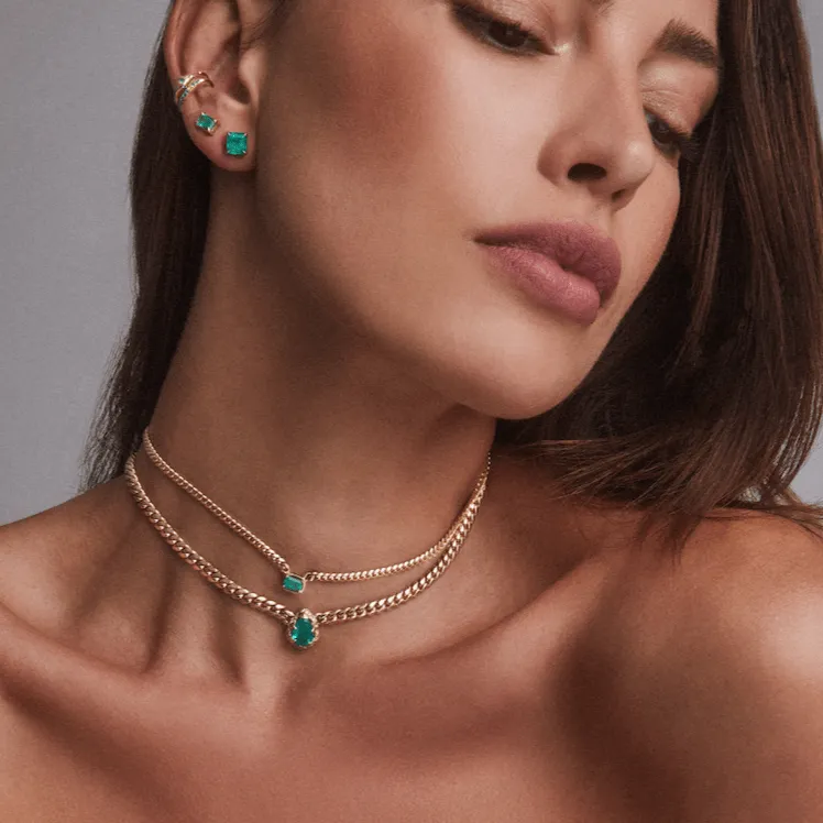 Queen Emerald Cut Emerald Cuban Choker | Ready to Ship