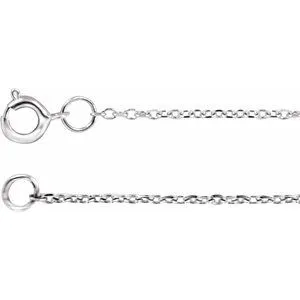 Rhodium-Plated Sterling Silver 1 mm Diamond-Cut Cable 16" Chain